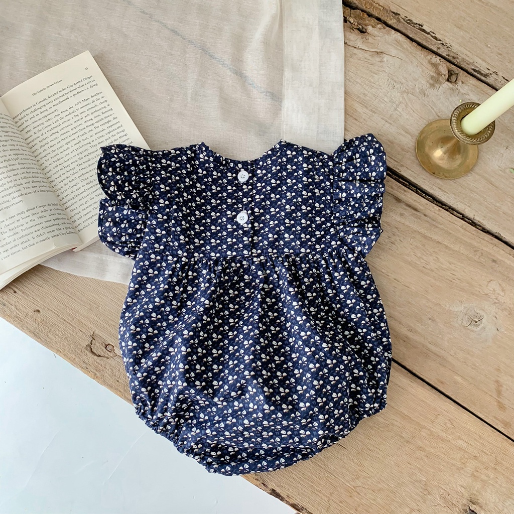 Áo Liền Quần Tay Cánh Tiên In Hoa Thời Trang Hè Xinh Xắn Dành Cho Bé 0-2 Tuổi