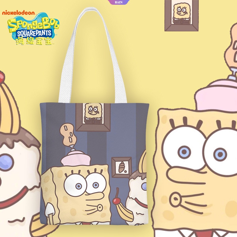 Túi Xách Đeo Vai Vải Canvas In Hoạt Hình SpongeBob Patrick Ngôi Sao Đơn Giản Ngọt Ngào Cho Nữ [RAIN]