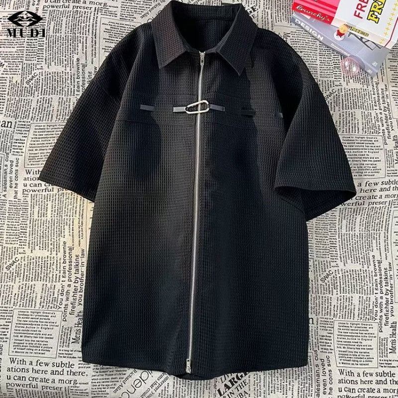 Áo Sơ Mi Nam Có Khóa Kéo Thời Trang Mùa Hè Phong Cách Hàn Quốc