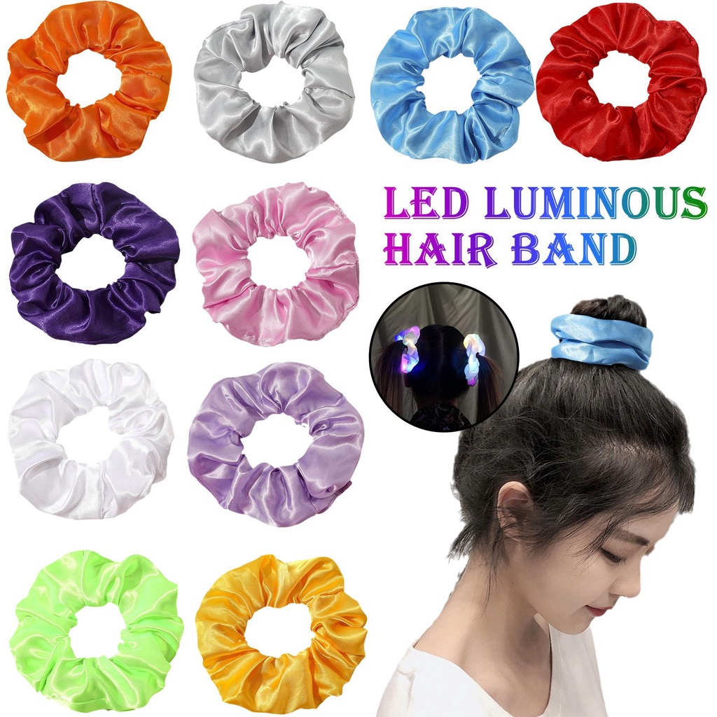 Dây Buộc Tóc Vải Satin Co Giãn Có Đèn LED Phát Sáng Dành Cho Nữ