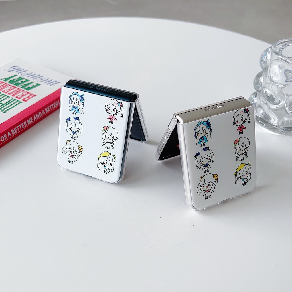 Ốp Điện Thoại Trong Suốt Họa Tiết Hoạt Hình Đơn Giản Cho Samsung Galaxy Z Flip4 Z Flip3 Samsung Z Flip4 Z Flip3