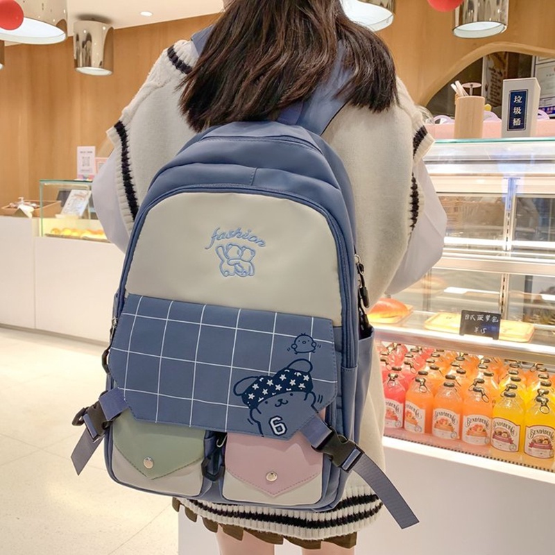 IELGY Large Capacity Japanese Color-block Backpack Girls' High-value Girls' Schoolbag College-style Backpack