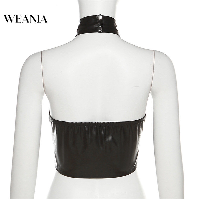 Áo Tank Top Da PU Hở Lưng Gợi Cảm Cho Nữ