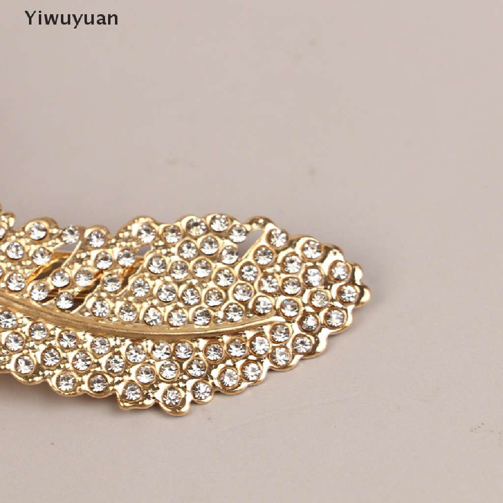 < Yiwuyuan > Kẹp Tóc Đính Pha Lê Màu Vàng / Bạc Thời Trang Cho Nữ