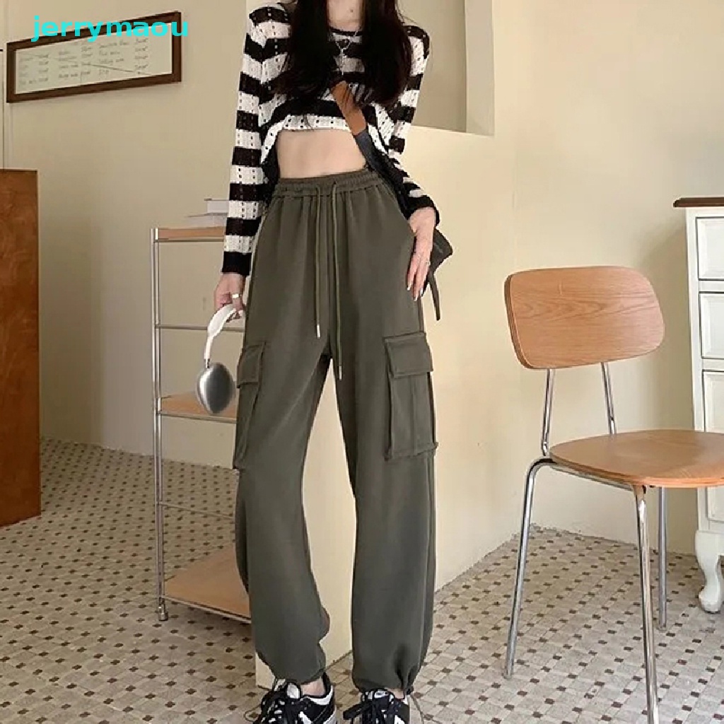 [JER] Quần Baggy Trơn Cạp Cao Dễ Phối Đồ Đường Phố Cho Nữ HBC