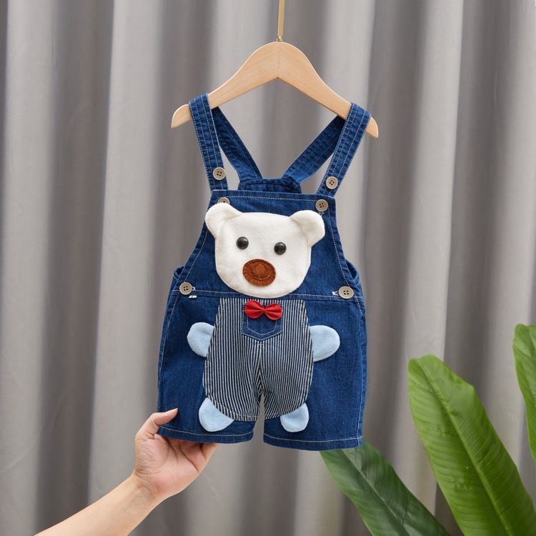Quần Yếm Jean Ngắn Phong Cách Mới Mùa Hè Cho Bé Trai Bé Gái