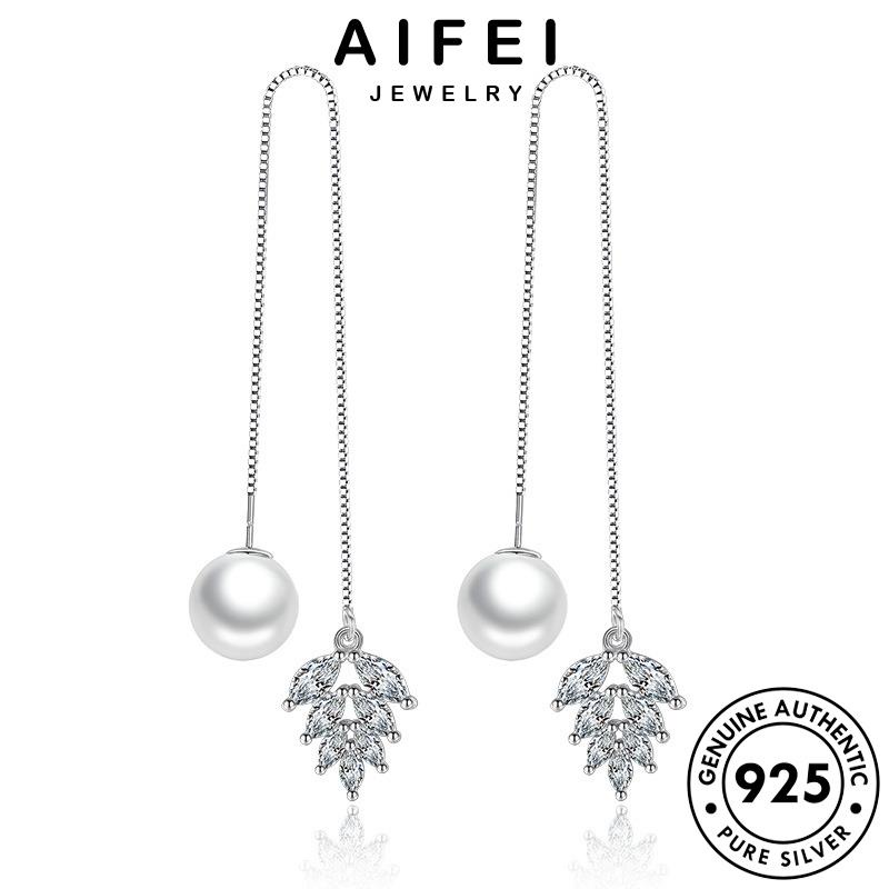 AIFEI JEWELRY nguyên tính trai tua bạc thật tai hàn trang tròn kiện Thời khuyên nữ 925 thời bông ngọc bản quốc xỏ phụ sức vành lá khí E635