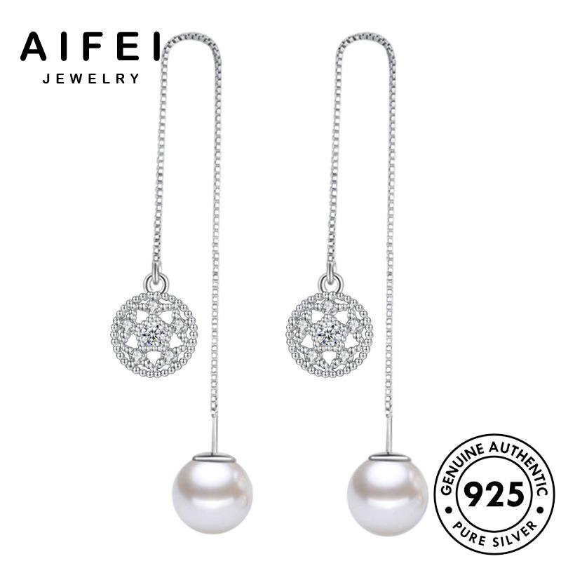 AIFEI JEWELRY tai sen xỏ phụ tua bông tròn thật thời Thời sức vành ngọc trai thời khuyên kiện 925 bản trang bạc nữ quốc nguyên hàn trang hoa E664
