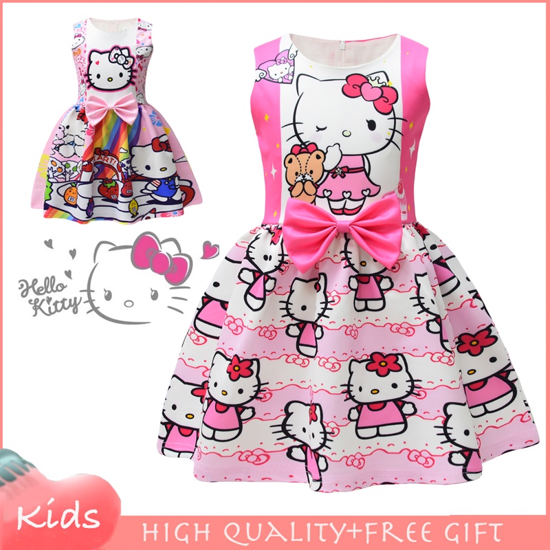 Đầm Hello Kitty Dễ Thương Cho Bé Gái 3-9 Tuổi