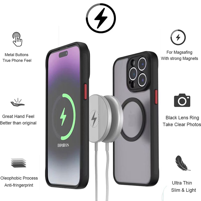 Ốp Điện Thoại Mặt Nhám Kèm Móc Xỏ Ngón Nam Châm Sang Trọng Cho iPhone 14 13 Pro Max Plus Mini