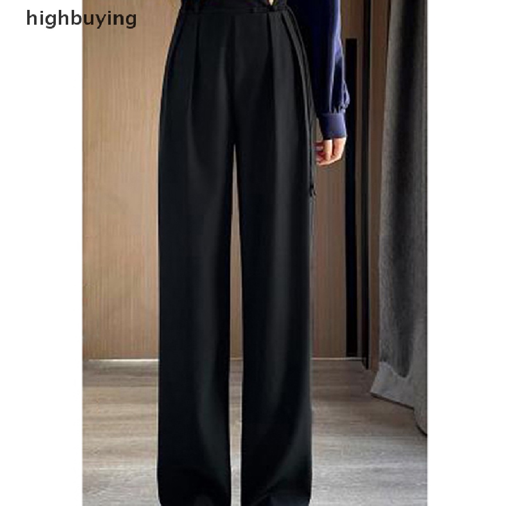 Quần ống rộng Lưng Cao Màu Trơn Phối Túi Thời Trang 2023 Cho Nữ