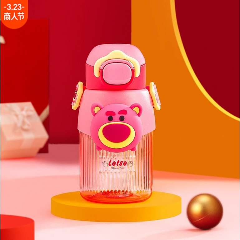 Bình Nước DISNEY Chính Hãng 550ML Chất Liệu Nhựa Tritan Có Ống Hút Và Dây Đeo Tiện Dụng Cho Bé