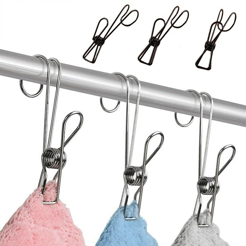 Móc Treo Kẹp Ngắn Bằng Thép Không Gỉ Chống Trượt Tiết Kiệm Không Gian Đa Năng Thông Dụng Cho Nhà Bếp Nhà Tắm