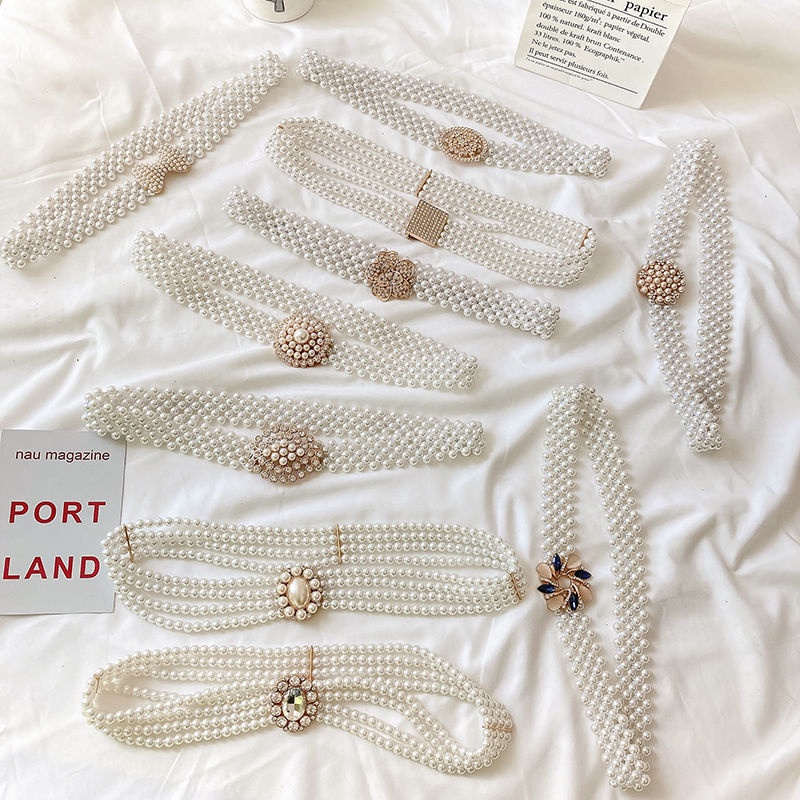 Thắt Lưng Dây Xích Phối Hạt Ngọc Trai Đơn Giản Phong Cách Hán Phục Cổ Điển Cho Nữ Mặc Đầm