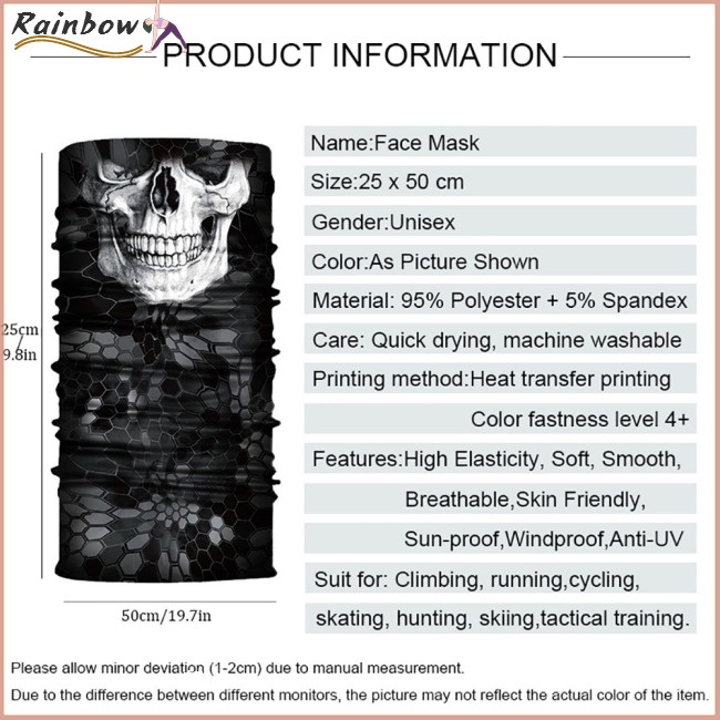 Khẩu Trang Che Phủ Cổ Chống Nắng Đa Năng Gọn Nhẹ Thoáng Khí In Họa Tiết Rằn Ri