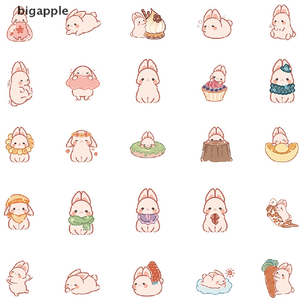 Set 50 Miếng Dán Hình Thỏ Dễ Thương Phong Cách Nhật Bản Dùng Để Trang Trí Đa Năng Tiện Dụng