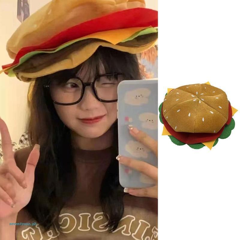 Mũ Đội Biểu Diễn Hóa Trang Nhân Vật Hoạt Hình Hamburger [seve *] Cho Trẻ Em / Người Lớn ​Phụ Kiện Chuyên Dụng Dành Cho Gia Đình
