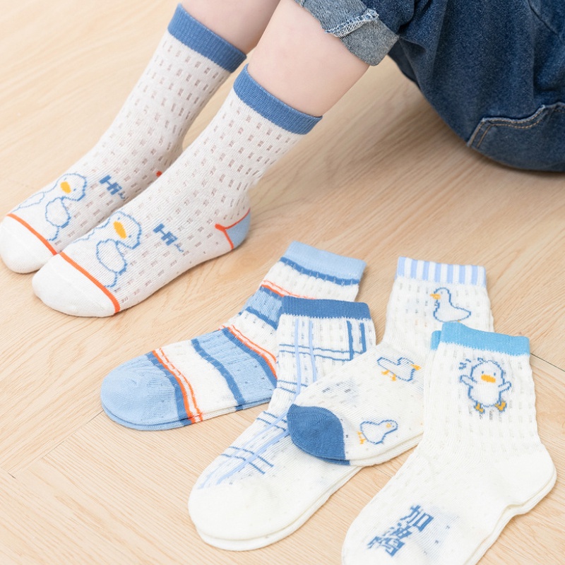 Tất lưới KOKOROCARE YSZ-71 2023 mỏng cổ vừa họa tiết vịt dễ thương thời trang mùa hè cho bé trai 1-12 tuổi S/M/L/XL