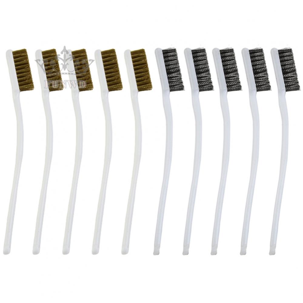 【FUNWD】White Plastic Handle Brass Wire-Stainless Steel Wire-Brushes Metal Rust Cleaning