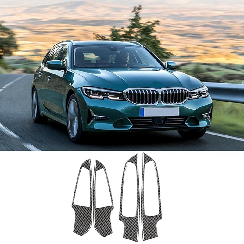 Set 4 Miếng Dán Bảng Điều Khiển Cửa Sổ Bằng Sợi Carbon Cho BMW 3 Series G20 2020