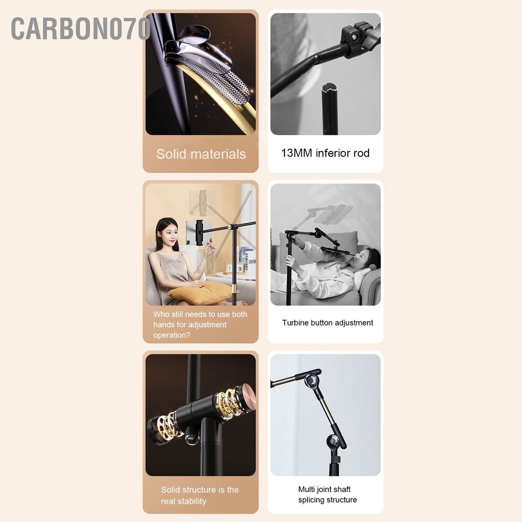 Carbon070 Giá đỡ máy tính bảng trên sàn Hợp kim nhôm Ngoại hình tinh tế Ổn định Chiều dài nhiều góc có thể điều chỉnh cao