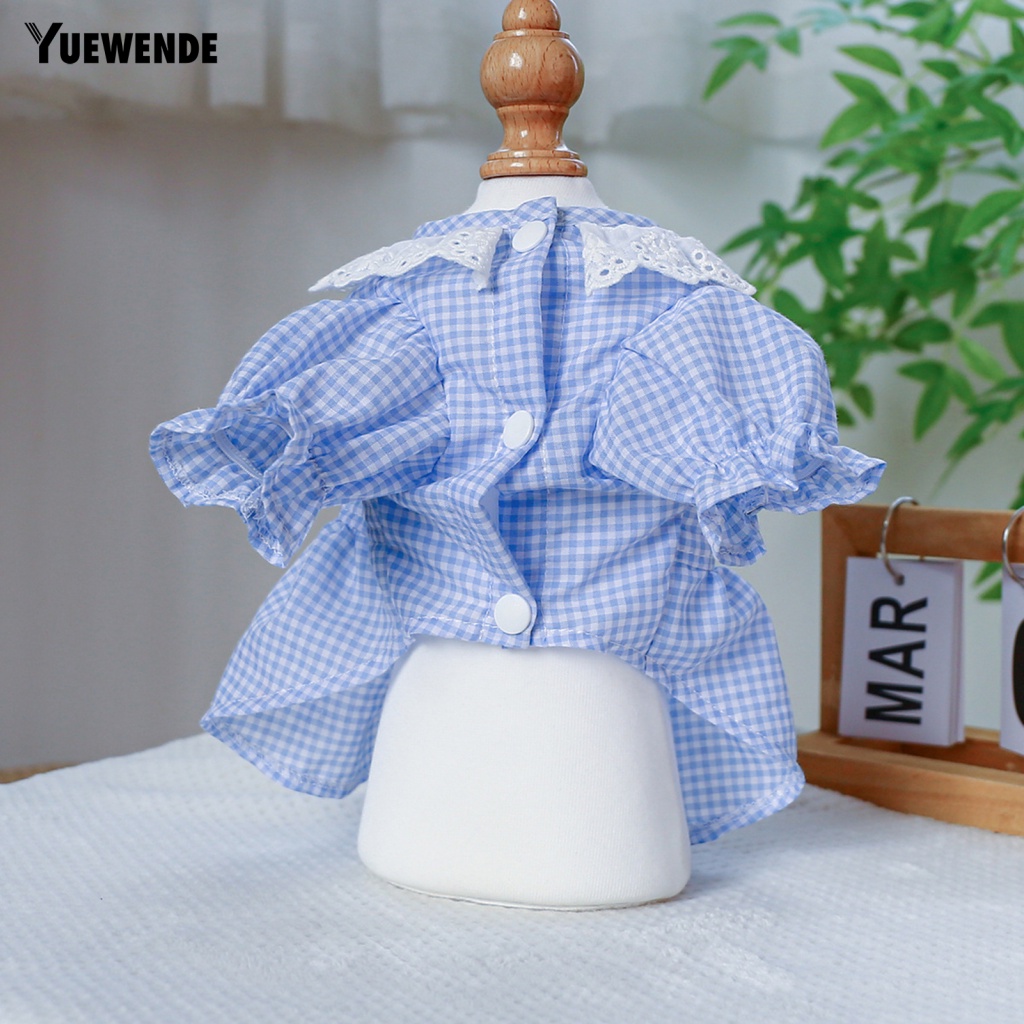 Yue.z Đầm Cổ Tròn Hai Lớp Họa Tiết Kẻ Sọc Đính Nơ Thời Trang Mùa Hè Bắt Mắt Dành Cho Thú Cưng