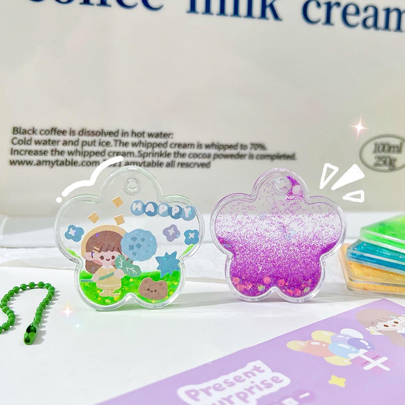 Móc Khóa Kim Tuyến Nước 6 Màu Bằng Acrylic DIY