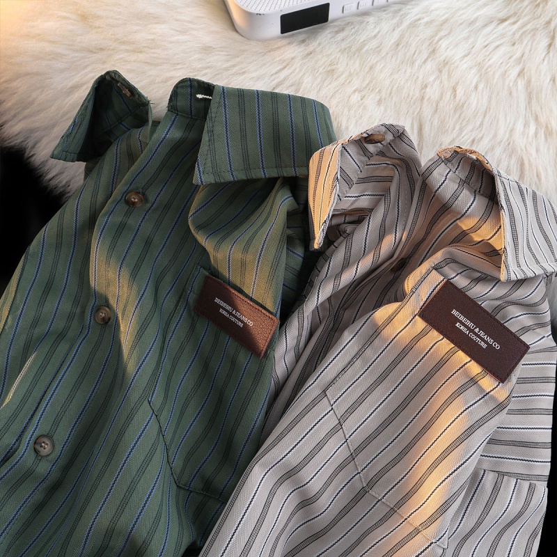 Áo Sơ Mi Tay Ngắn Họa Tiết Kẻ Sọc Thời Trang Mùa Hè 2023 Dành Cho Nam Nữ