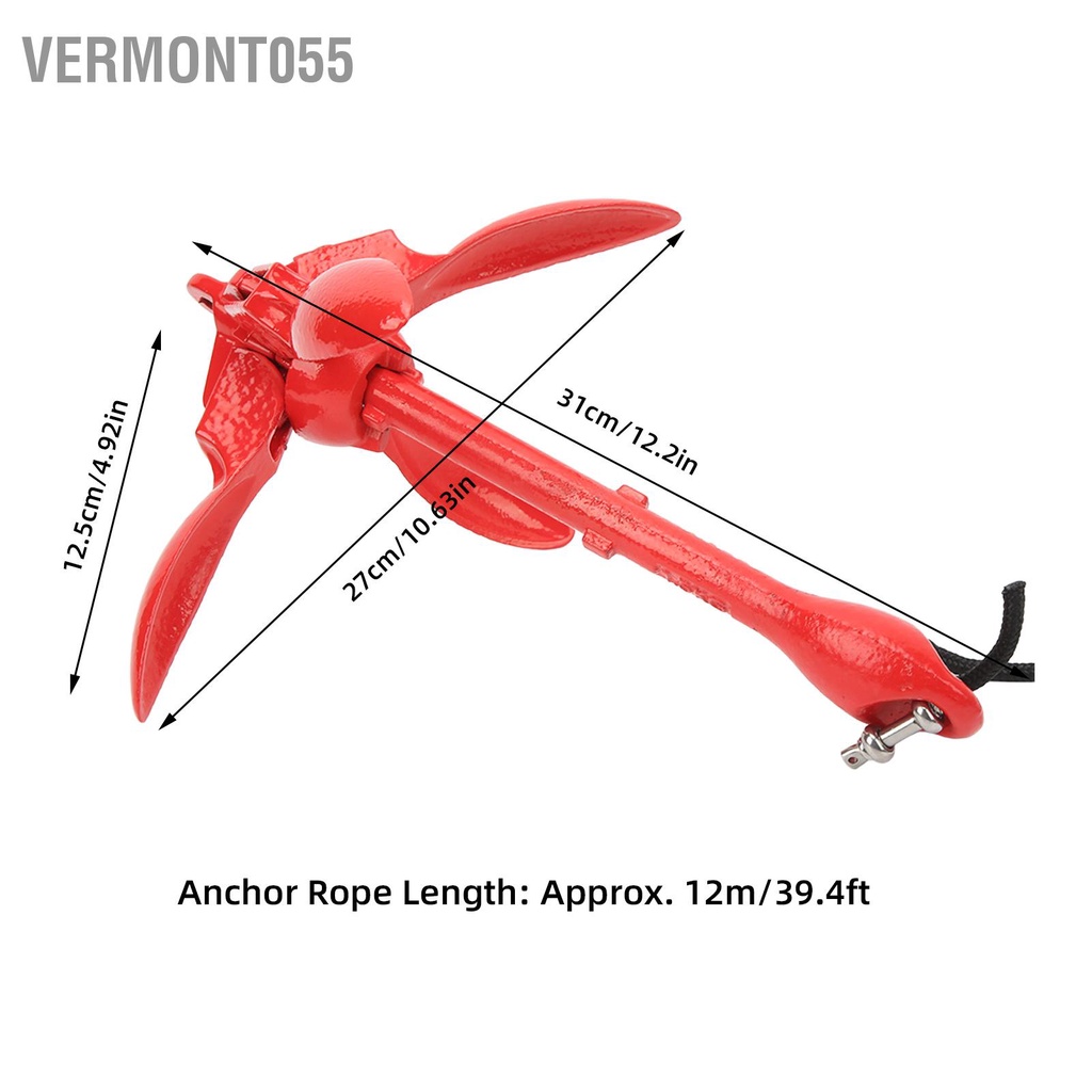 Vermont055 Neo thuyền với túi đựng dây kéo 39 4ft neo bằng thép carbon có thể gập lại cho kayak Marine