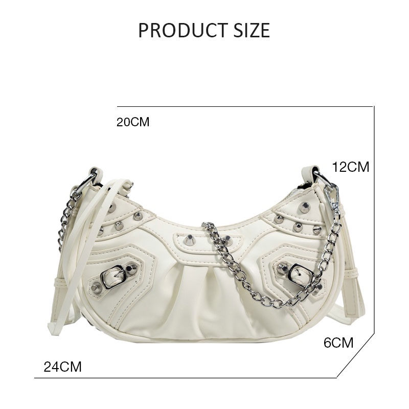 MISCHA Túi Xách Màu Trơn Đính Đinh Tán Phong Cách Âu Mỹ Thời Trang Cho Nữ