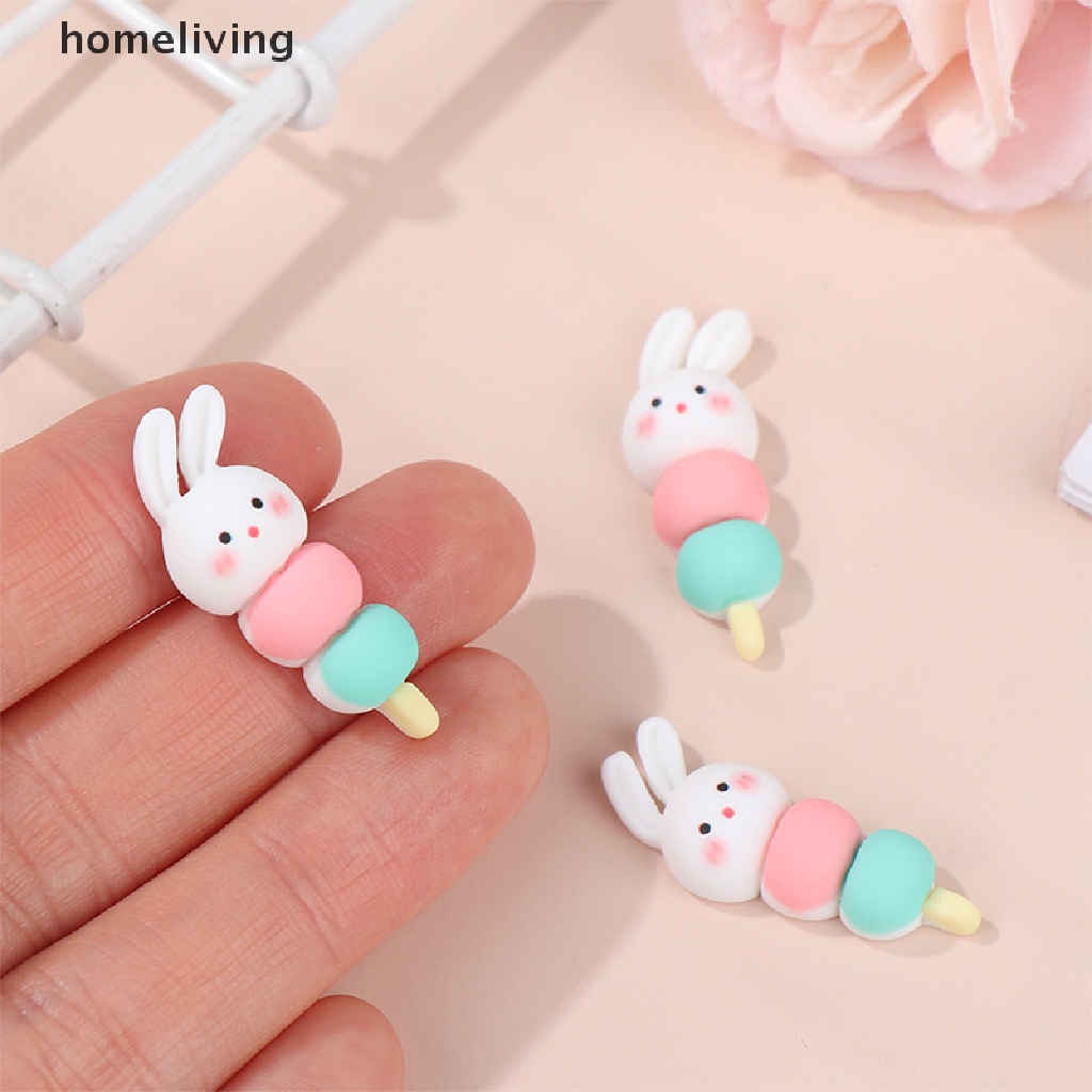 Set 3 Xiên Gỗ Hình Thỏ Nhiều Màu Sắc Trang Trí Nhà Búp Bê