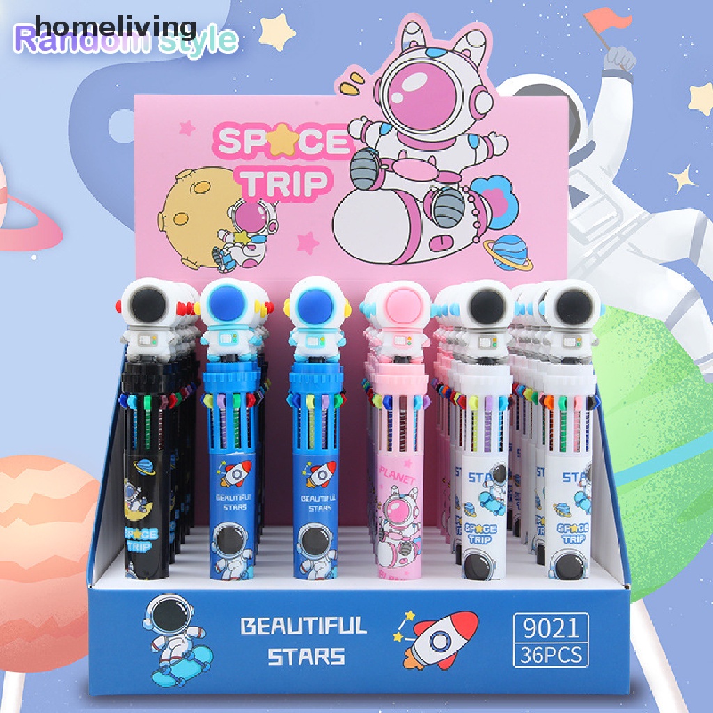 Bút Bi 10 Màu Họa Tiết Phi Hành Gia Hoạt Hình Xinh Xắn Đa Năng