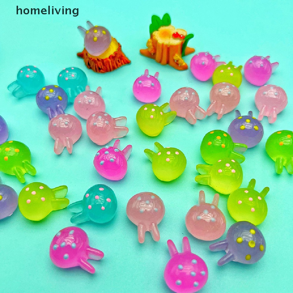 Set 5 Phụ Kiện Trang Trí Điện Thoại Hình Đầu Thỏ Màu Dạ Quang DIY