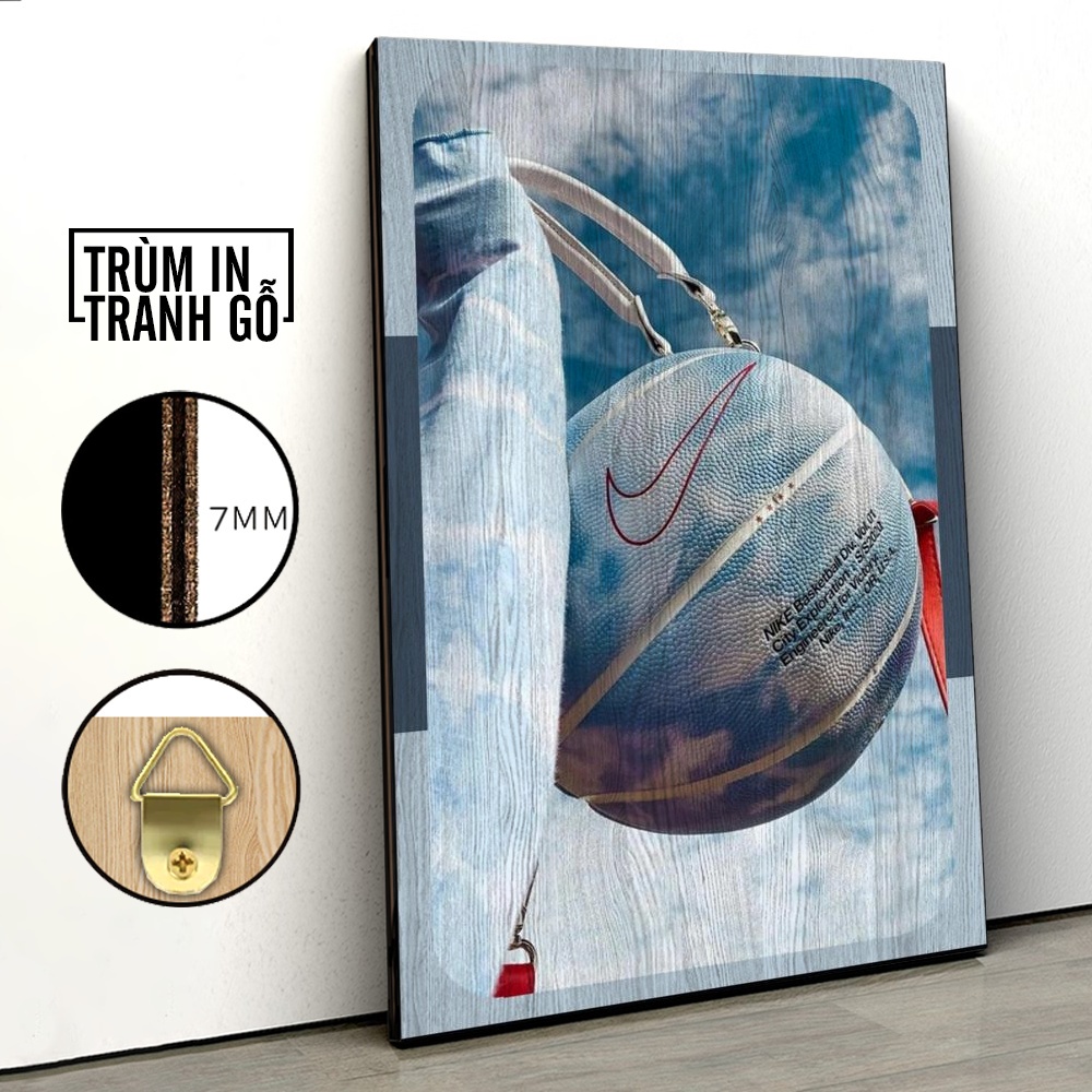 Tranh in gỗ trang trí nội thất Nike Bóng Rổ decor phòng ngủ phòng khách văn phòng