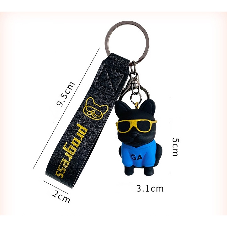 Móc Khóa Hình Chú Chó Đeo Kính Mát Hoạt Hình Sáng Tạo Độc Đáo
