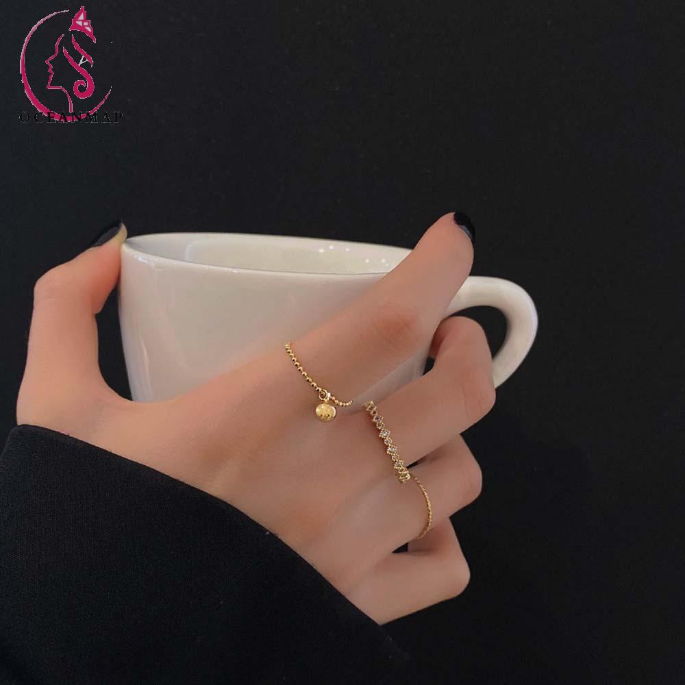 Set 3 Nhẫn Đeo Ngón Tay Đính Đá Zircon Nhiều Màu Phong Cách Hàn Quốc Cổ Điển Thời Trang Cho Nữ