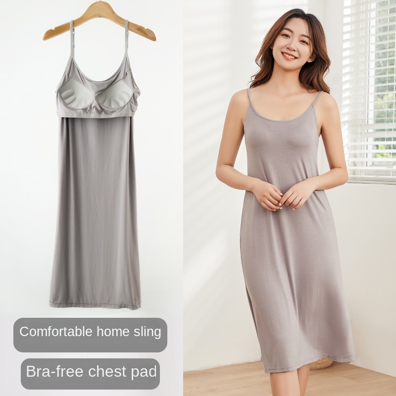 Đầm Ngủ Hai Dây Có Mút Đệm Ngực Thoải Mái Cho Mẹ Bầu