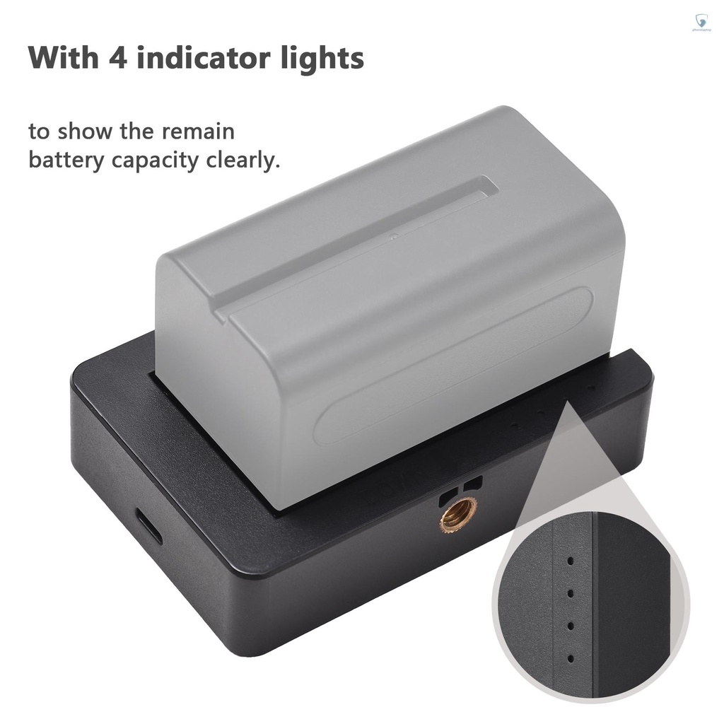 Tấm Sạc Pin NP-F Với Cổng USB5V DC7.4V Lỗ Vít 1 / 4 Inch Cho NP-F550 F750 F970