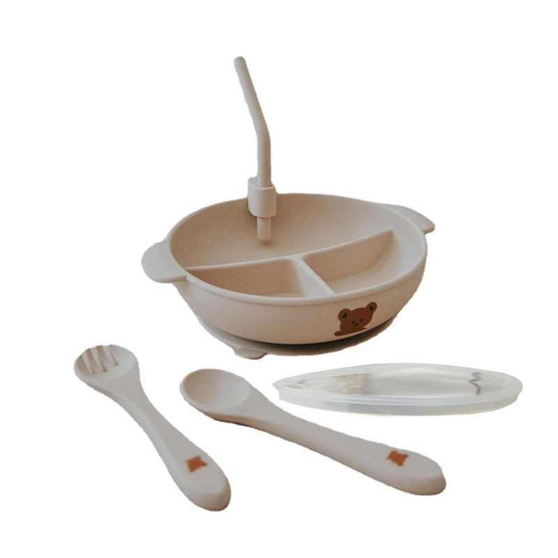 Bộ Tô Ăn Dặm Kèm Nĩa Họa Tiết Hoạt Hình Dễ Thương Cho Bé Sơ Sinh