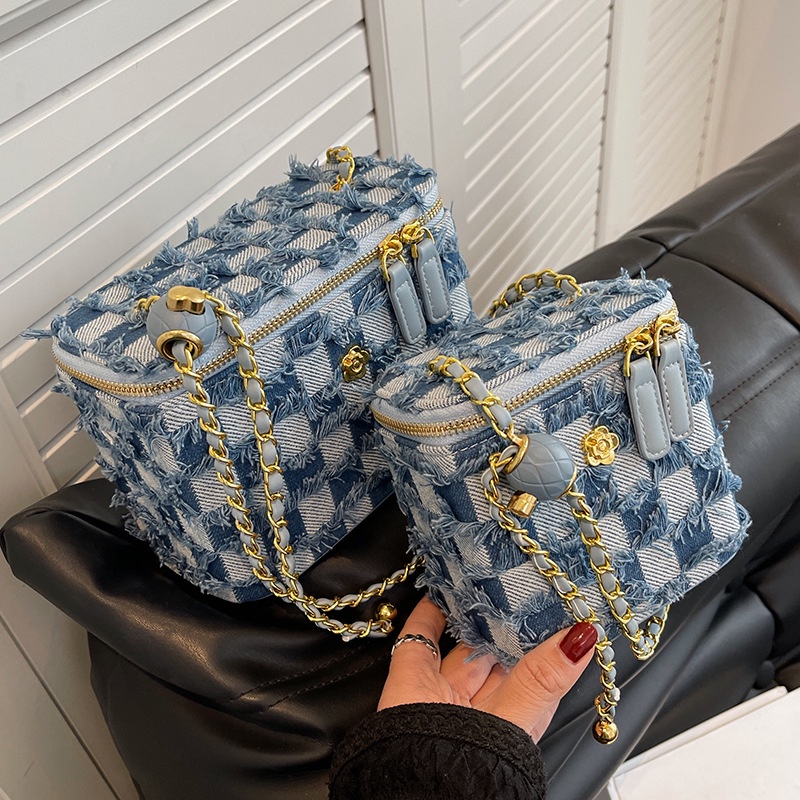 Túi Đựng Mỹ Phẩm Bằng Vải denim Kiểu Mới 2023 Thời Trang Mùa Hè