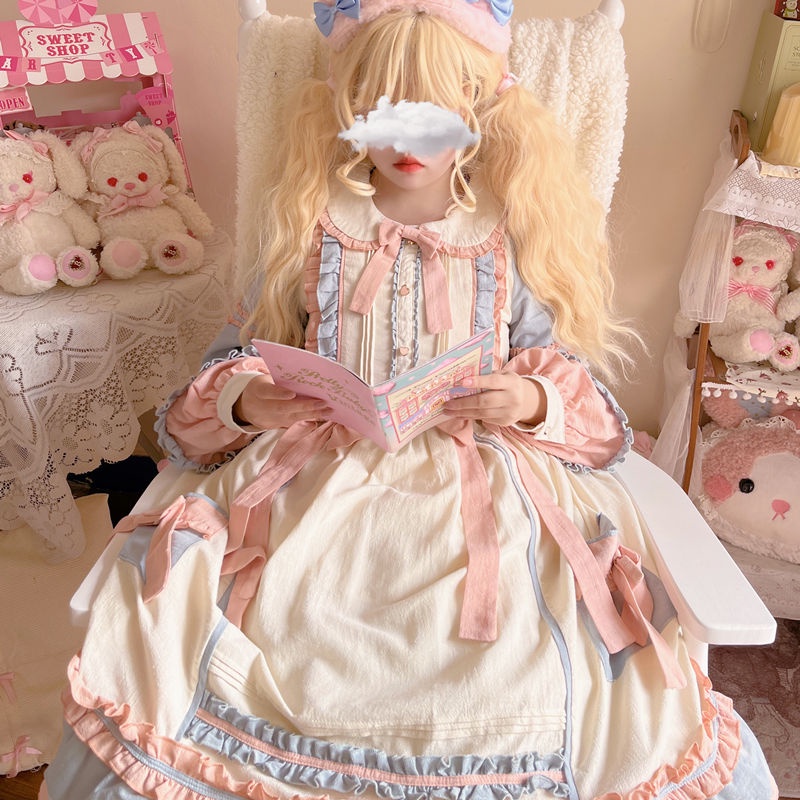 Đầm Lolita Dáng Ngắn Ôm Eo Mềm Mại Dễ Thương Có Size Lớn Thời Trang Xuân Thu Chính Hãng Cho Nữ