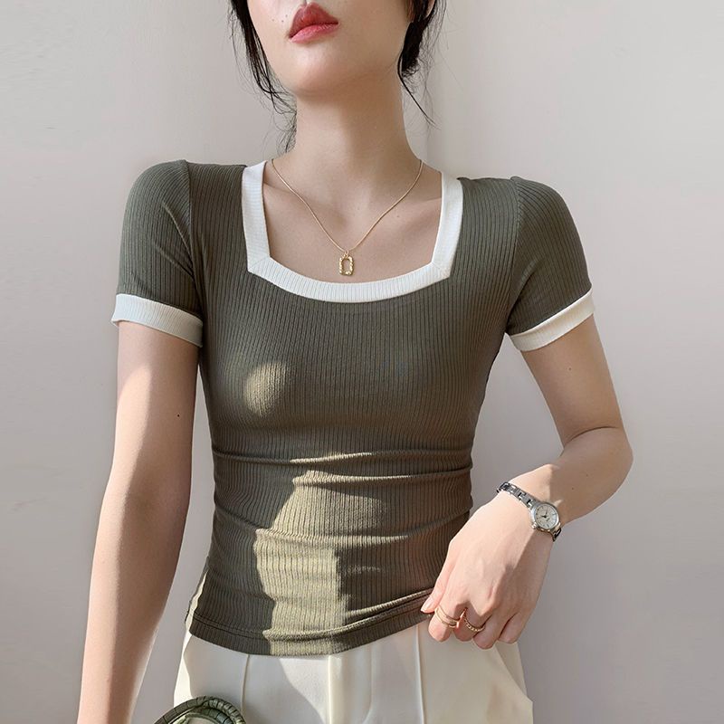 Áo Kiểu Cổ Vuông Thời Trang Mùa Hè Hàn Quốc Cho Nữ