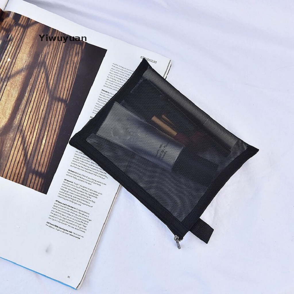 < Yiwuyuan > Túi Lưới Đựng Mỹ Phẩm / Đồ Trang Điểm Màu Đen Nhỏ Gọn Cho Nữ