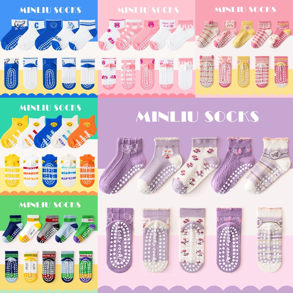 Set 5 Đôi Vớ Dạng Lưới Mỏng Chống Trượt Thời Trang Xuân Hè Cho Bé