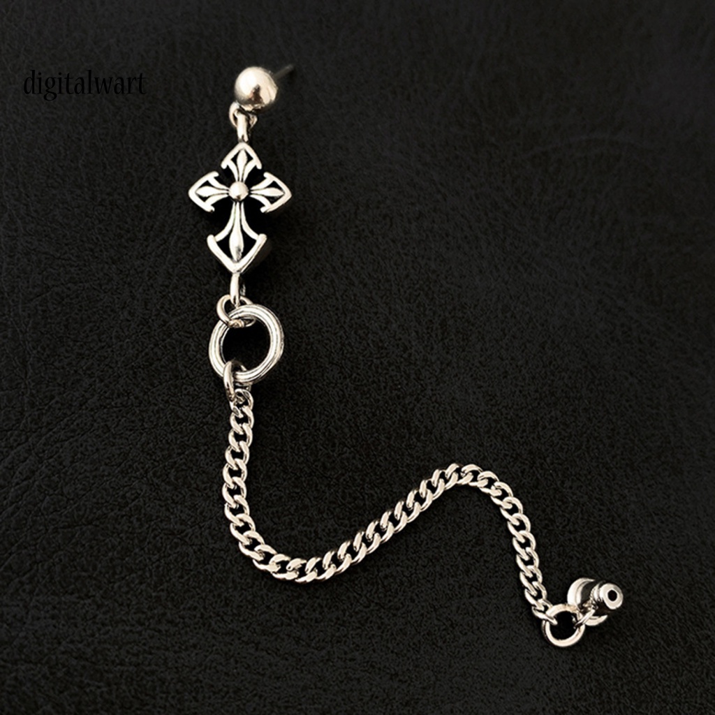 Kỹ Thuật Số| 1 Bông Tai Bạc Dạng Xích Mặt Thánh Giá Màu Sắc Tinh Tế Phong Cách Punk Hiphop Đường Phố