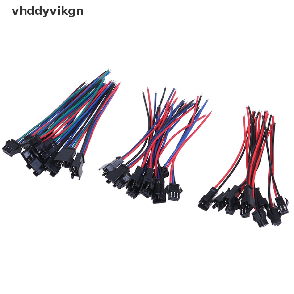 Set 5 Cặp Đầu Nối Dây Đèn LED 20cm SM 2Pin 3Pin 4Pin