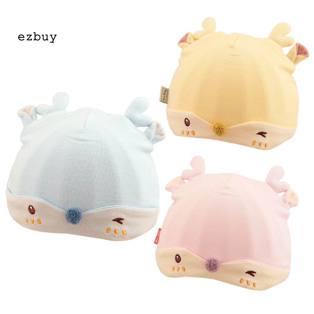 Mũ Trùm Đầu Bằng Vải Cotton Thoải Mái Thiết Kế Tai Hươu Đáng Yêu Dành Cho Bé 0-4 Tháng Tuổi
