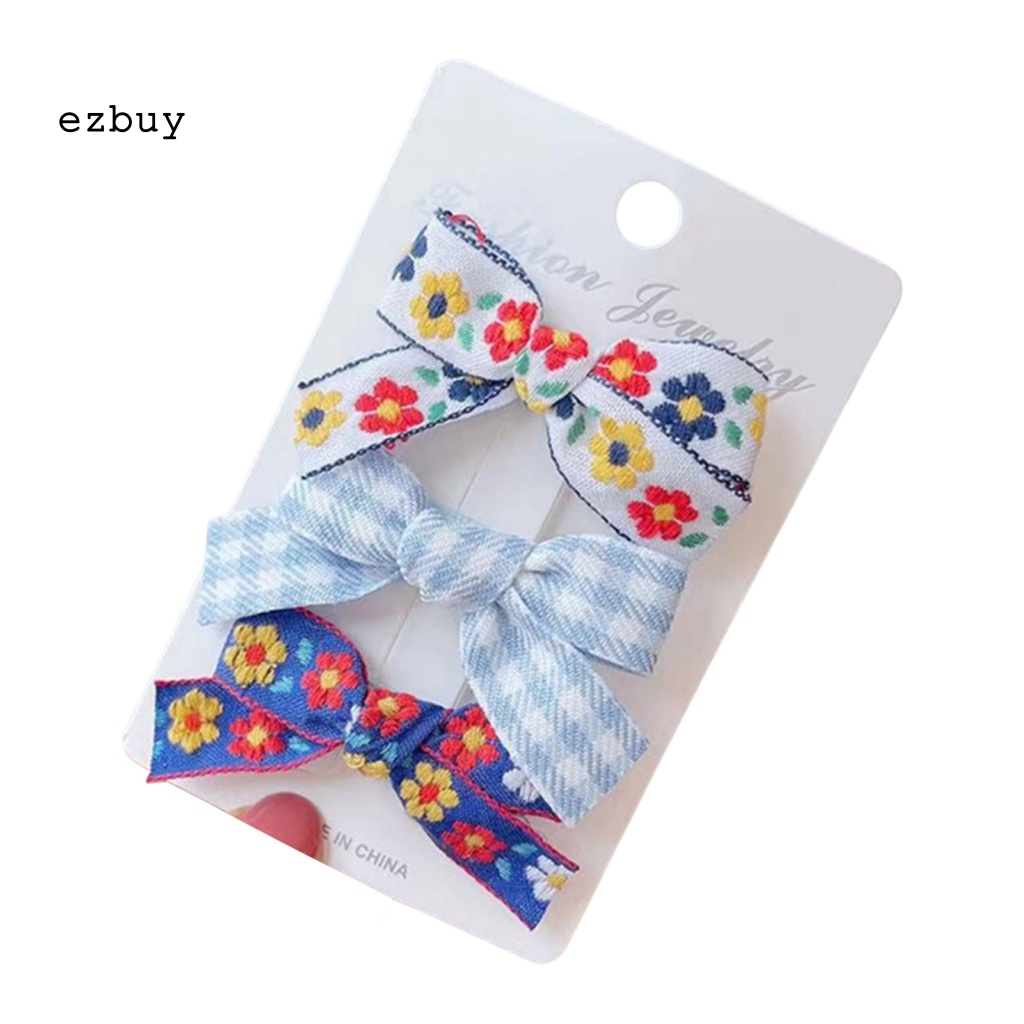 Kẹp Tóc Nơ In Hoa Dễ Thương Thoáng Khí Cho Bé Gái