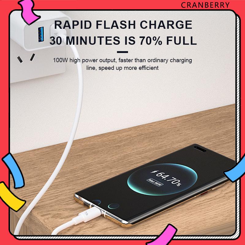 Dây Cáp Sạc Nhanh USB 7A 100W Type C Cho Huawei Mate 40 30 Xiaomi Samsung-CY