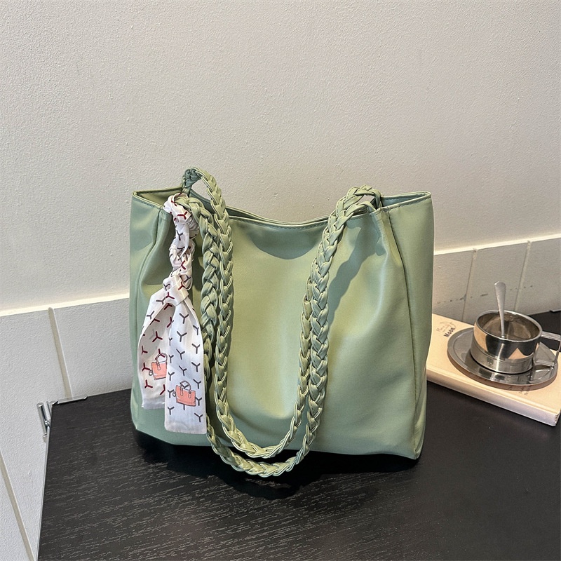 Túi Xách Tote Vải Lụa Sức Chứa Lớn Màu Trơn Đơn Giản Thời Trang Mùa Xuân 2023 Cho Nữ